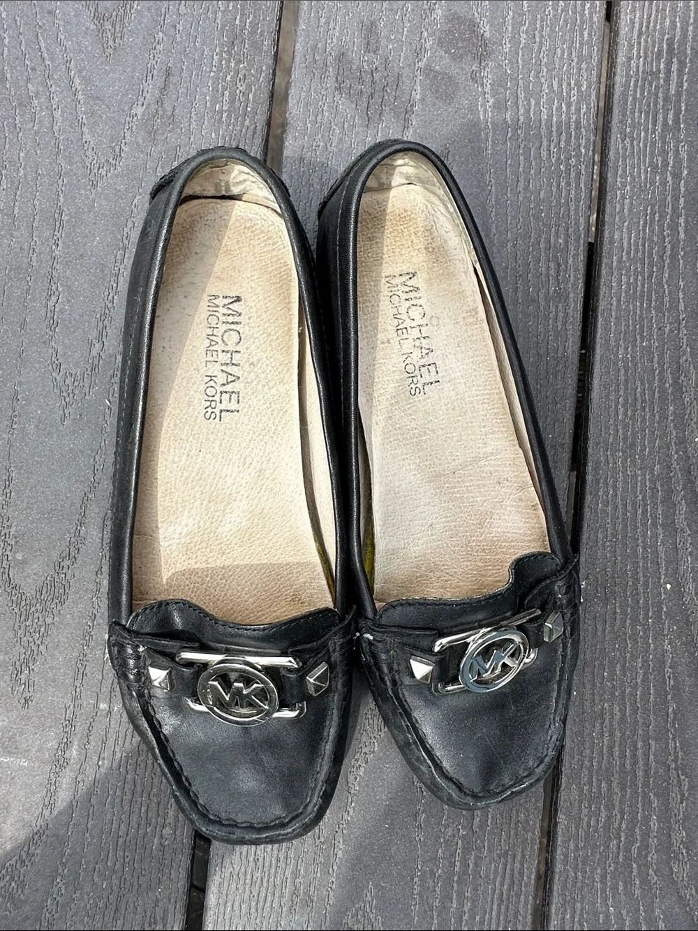 Michael Kors Women's Black MK Logo Leather Loafers Size 4